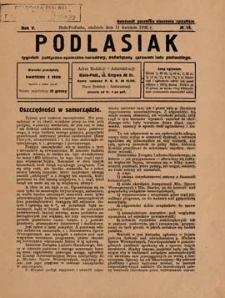 Podlasiak : tygodnik polityczno-społeczno-narodowy, poświęcony sprawom ludu podlaskiego R. 5 (1926) nr 15