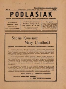 Podlasiak : tygodnik polityczno-społeczno-narodowy, poświęcony sprawom ludu podlaskiego R. 5 (1926) nr 20