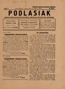 Podlasiak : tygodnik polityczno-społeczno-narodowy, poświęcony sprawom ludu podlaskiego R. 5 (1926) nr 23-24