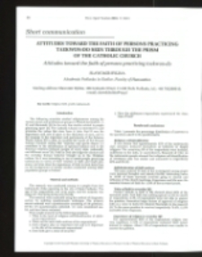 Attitudes toward the faith of persons practicing taekwon-do seen through the prism of the Catholic Church /