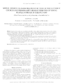 Moral awareness from the point of view of the Catholic Church and personality characteristics of young people involved in taekwon-do /