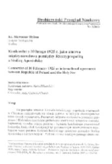 Konkordat z 10 lutego 1925 r. jako umowa międzynarodowa pomiędzy Rzeczypospolitą a Stolicą Apostolską