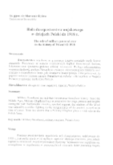 Rola duszpasterstwa wojskowego w dziejach Polski do 1918 r.