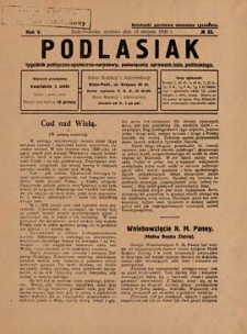 Podlasiak : tygodnik polityczno-społeczno-narodowy, poświęcony sprawom ludu podlaskiego R. 5 (1926) nr 33