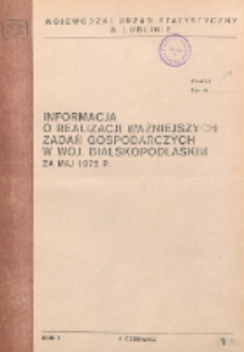 Informacja o realizacji ważniejszych zadań społeczno-gospodarczych w województwie bialskopodlaskim R.1 (1975)