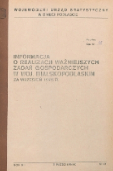 Informacja o realizacji ważniejszych zadań społeczno-gospodarczych w województwie bialskopodlaskim R.1 (1975) nr 9 (za wrzesień)
