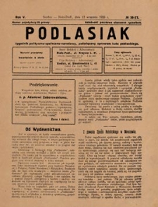 Podlasiak : tygodnik polityczno-społeczno-narodowy, poświęcony sprawom ludu podlaskiego R. 5 (1926) nr 36-37