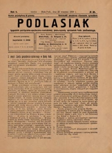 Podlasiak : tygodnik polityczno-społeczno-narodowy, poświęcony sprawom ludu podlaskiego R. 5 (1926) nr 39