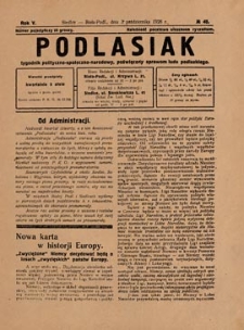 Podlasiak : tygodnik polityczno-społeczno-narodowy, poświęcony sprawom ludu podlaskiego R. 5 (1926) nr 40