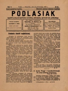 Podlasiak : tygodnik polityczno-społeczno-narodowy, poświęcony sprawom ludu podlaskiego R. 5 (1926) nr 41