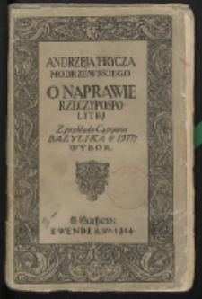 Andrzeja Frycza Modrzewskiego O naprawie Rzeczypospolitej : wybór