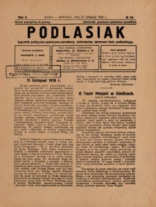 Podlasiak : tygodnik polityczno-społeczno-narodowy, poświęcony sprawom ludu podlaskiego R. 5 (1926) nr 47