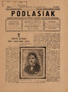 Podlasiak : tygodnik polityczno-społeczno-narodowy, poświęcony sprawom ludu podlaskiego R. 5 (1926) nr 48-49