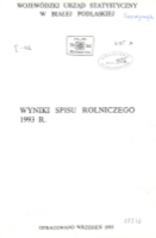 Wyniki spisu rolniczego 1993 r.