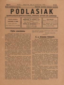 Podlasiak : tygodnik polityczno-społeczno-narodowy, poświęcony sprawom ludu podlaskiego R. 5 (1926) nr 42