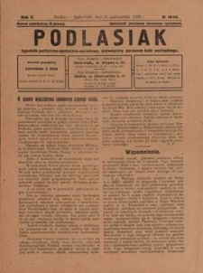 Podlasiak : tygodnik polityczno-społeczno-narodowy, poświęcony sprawom ludu podlaskiego R. 5 (1926) nr 43-44