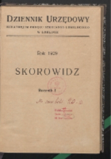 Dziennik Urzędowy Kuratorjum Okręgu Szkolnego Lubelskiego R. 1 (1929) skorowidz