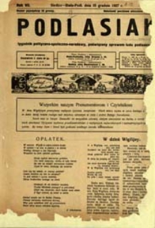 Podlasiak : tygodnik polityczno-społeczno-narodowy, poświęcony sprawom ludu podlaskiego R. 6 (1927) nr 52