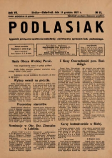 Podlasiak : tygodnik polityczno-społeczno-narodowy, poświęcony sprawom ludu podlaskiego R. 6 (1927) nr 51