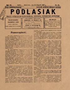Podlasiak : tygodnik polityczno-społeczno-narodowy, poświęcony sprawom ludu podlaskiego R. 6 (1927) nr 47