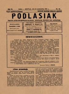 Podlasiak : tygodnik polityczno-społeczno-narodowy, poświęcony sprawom ludu podlaskiego R. 6 (1927) nr 43
