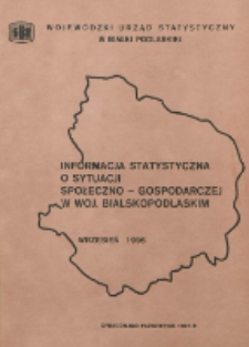 Informacja statystyczna o sytuacji społeczno-gospodarczej w woj. bialskopodlaskim 1995 wrzesień [nr 9]