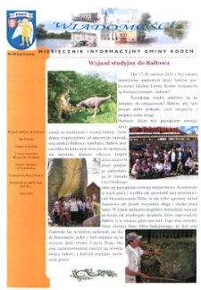 Wiadomości : miesięcznik informacyjny gminy Kodeń (2010) nr 8 (32)