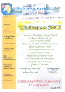 Wiadomości : miesięcznik informacyjny gminy Kodeń (2013) nr 3 (63)