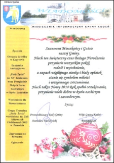 Wiadomości : miesięcznik informacyjny gminy Kodeń (2013) nr 12 (72)