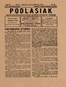 Podlasiak : tygodnik polityczno-społeczno-narodowy, poświęcony sprawom ludu podlaskiego R. 6 (1927) nr 40