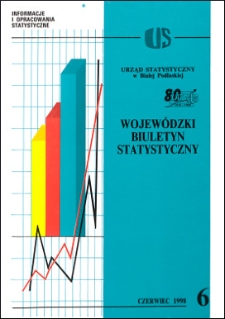 Wojewódzki Biuletyn Statystyczny : informacje i opracowania statystyczne 1998 nr 6
