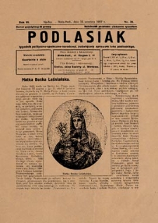 Podlasiak : tygodnik polityczno-społeczno-narodowy, poświęcony sprawom ludu podlaskiego R. 6 (1927) nr 39