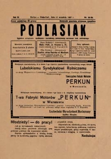 Podlasiak : tygodnik polityczno-społeczno-narodowy, poświęcony sprawom ludu podlaskiego R. 6 (1927) nr 35-36 właść. nr 36-37