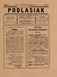 Podlasiak : tygodnik polityczno-społeczno-narodowy, poświęcony sprawom ludu podlaskiego R. 6 (1927) nr 30