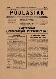 Podlasiak : tygodnik polityczno-społeczno-narodowy, poświęcony sprawom ludu podlaskiego R. 6 (1927) nr 27
