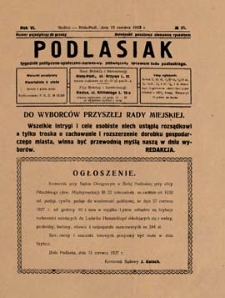 Podlasiak : tygodnik polityczno-społeczno-narodowy, poświęcony sprawom ludu podlaskiego R. 6 (1927) nr 25
