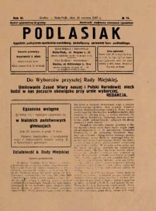 Podlasiak : tygodnik polityczno-społeczno-narodowy, poświęcony sprawom ludu podlaskiego R. 6 (1927) nr 24