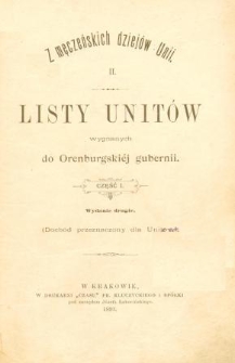 Listy Unitów wygnanych do Orenburgskiej guberni. Cz. 1. - Wyd. 2.