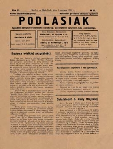 Podlasiak : tygodnik polityczno-społeczno-narodowy, poświęcony sprawom ludu podlaskiego R. 6 (1927) nr 23