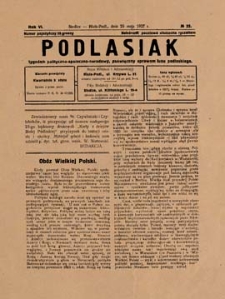 Podlasiak : tygodnik polityczno-społeczno-narodowy, poświęcony sprawom ludu podlaskiego R. 6 (1927) nr 22