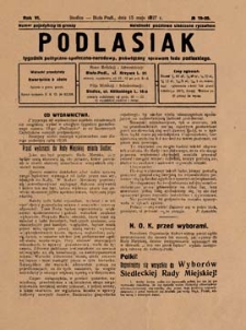 Podlasiak : tygodnik polityczno-społeczno-narodowy, poświęcony sprawom ludu podlaskiego R. 6 (1927) nr 19-20