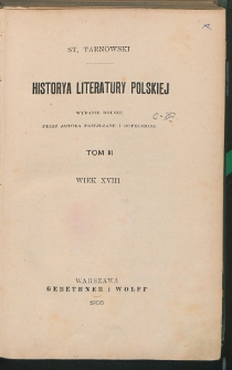 Historya literatury polskiej. T. 3, Wiek 18