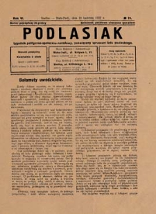 Podlasiak : tygodnik polityczno-społeczno-narodowy, poświęcony sprawom ludu podlaskiego R. 6 (1927) nr 15