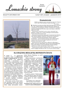 Łomaskie Strony : biuletyn mieszkańc&oacute;w Łomaz i okolic R. 9 (2017) nr 5 (61)