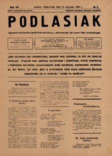 Podlasiak : tygodnik polityczno-społeczno-narodowy, poświęcony sprawom ludu podlaskiego R. 7 (1928) nr 3