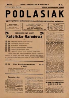 Podlasiak : tygodnik polityczno-społeczno-narodowy, poświęcony sprawom ludu podlaskiego R. 7 (1928) nr 10