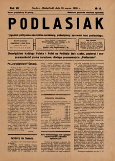 Podlasiak : tygodnik polityczno-społeczno-narodowy, poświęcony sprawom ludu podlaskiego R. 7 (1928) nr 12