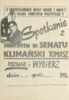 Plakat wyborczy kandydata na senatora Tomasza Klimańskiego