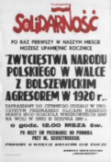 Plakat reklamujący obchody 70-tej rocznicy Bitwy Warszawskiej "Cud nad Wisłą" w Białej Podlaskiej w dn. 12.08. 1990 r.