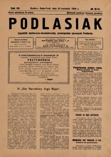 Podlasiak : tygodnik polityczno-społeczno-narodowy, poświęcony sprawom ludu podlaskiego R. 7 (1928) nr 16-17
